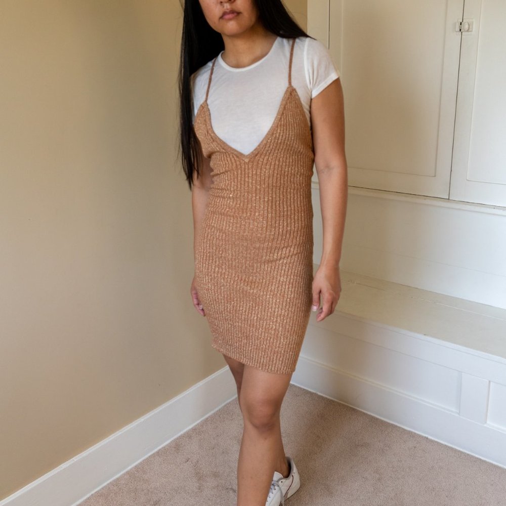 Sexy Lurex Ribbed Slip Dress